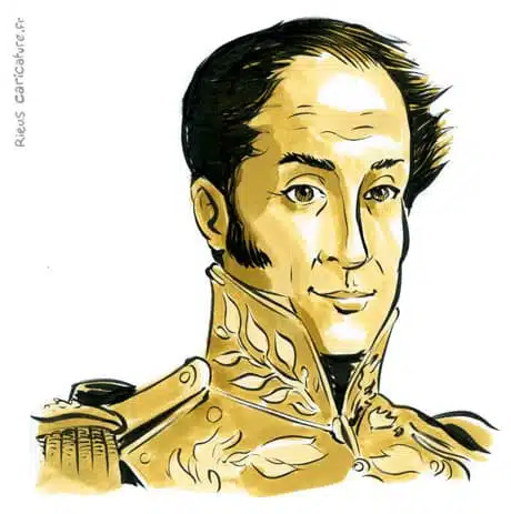 Portrait aquarelle sépia de Simón Bolívar — Libérateur du Venezuela — 1783–1830 · Sébastien Rieu