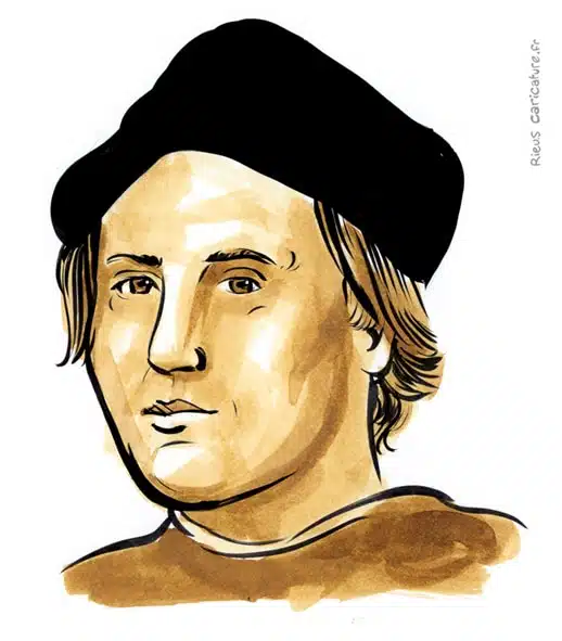 Portrait aquarelle sépia de Christophe Colomb — Navigateur — 1451–1506 · Sébastien Rieu