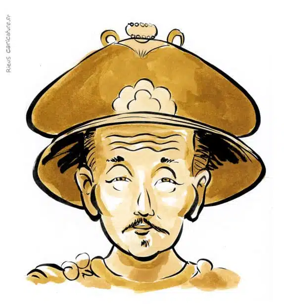 Portrait aquarelle sépia de Daoguang — Empereur Qing — 1782–1850 · Sébastien Rieu
