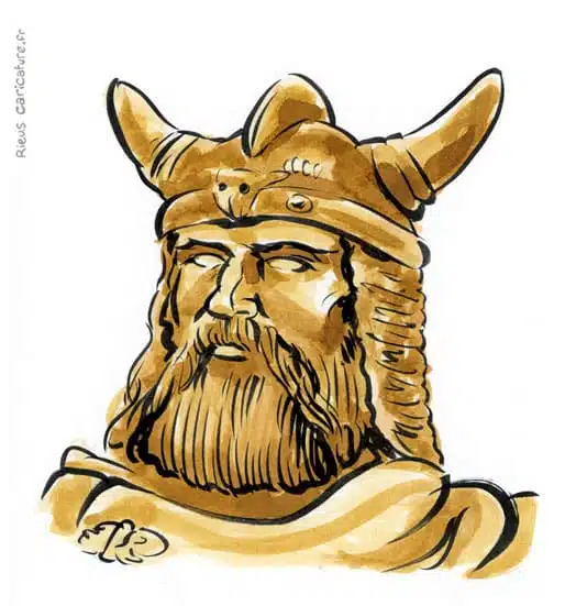 Portrait aquarelle sépia de Érik le Rouge — Explorateur viking — ~950–1003 · Sébastien Rieu