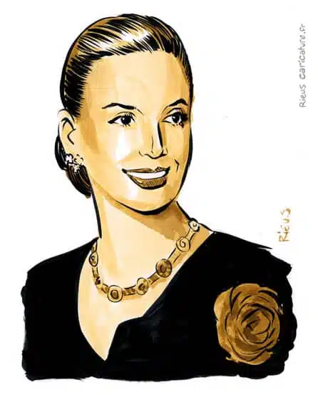 Portrait aquarelle sépia de Eva Perón — Première dame d'Argentine — 1919–1952 · Sébastien Rieu