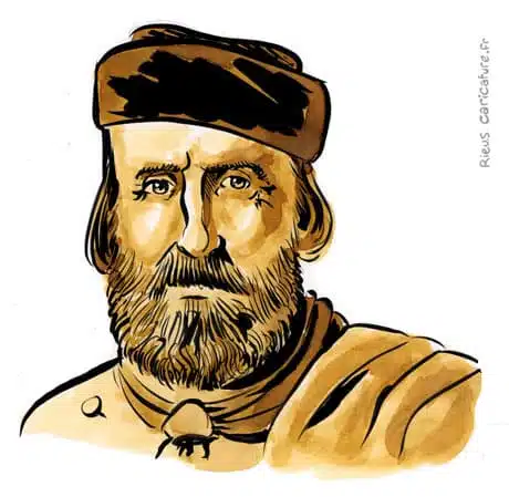 Portrait aquarelle sépia de Garibaldi — Héros de l'unité italienne — 1807–1882 · Sébastien Rieu