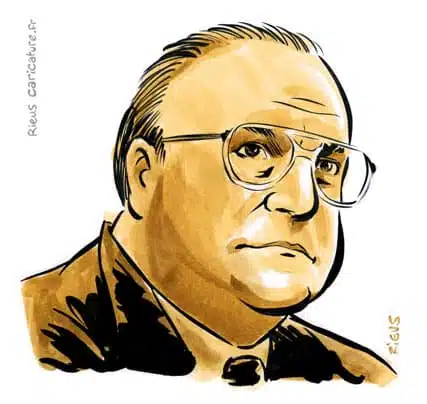 Portrait aquarelle sépia de Helmut Kohl — Chancelier — 1930–2017 · Sébastien Rieu