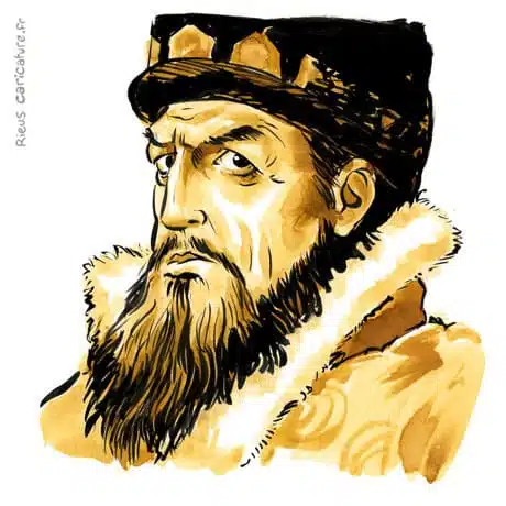 Portrait aquarelle sépia de Ivan le Terrible — Tsar — 1530–1584 · Sébastien Rieu