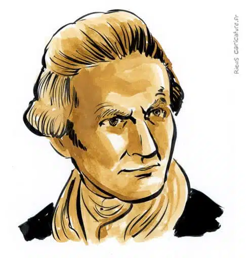 Portrait aquarelle sépia de James Cook — Navigateur — 1728–1779 · Sébastien Rieu