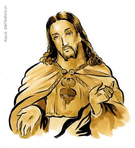 Portrait aquarelle sépia de Jésus de Nazareth — Figure religieuse — ~4 av.–30 ap. · Sébastien Rieu