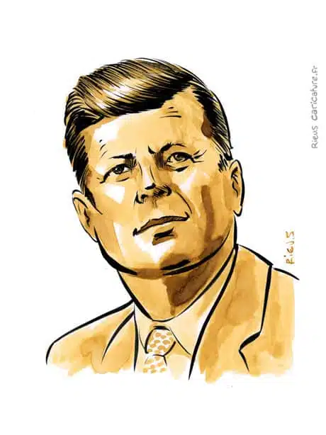 Portrait aquarelle sépia de John F. Kennedy — 35e Président — 1917–1963 · Sébastien Rieu
