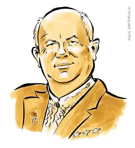 Portrait aquarelle sépia de Khrouchtchev — Secrétaire général — 1894–1971 · Sébastien Rieu
