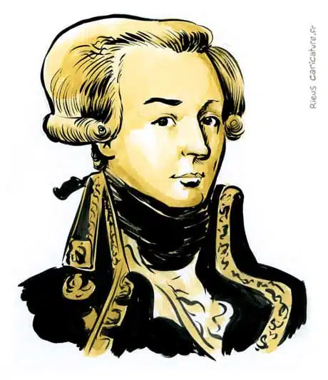 Portrait aquarelle sépia de La Fayette — Général — 1757–1834 · Sébastien Rieu
