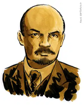 Portrait aquarelle sépia de Lénine — Révolutionnaire — 1870–1924 · Sébastien Rieu