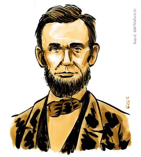 Portrait aquarelle sépia de Abraham Lincoln — 16e Président — 1809–1865 · Sébastien Rieu