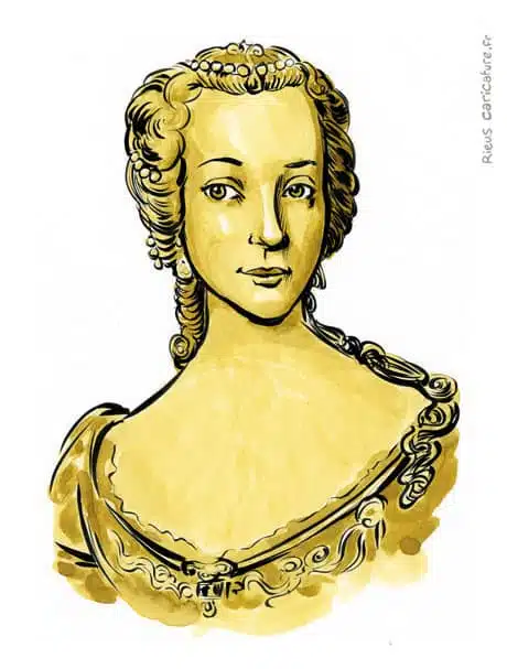 Portrait aquarelle sépia de Marie-Thérèse — Impératrice — 1717–1780 · Sébastien Rieu
