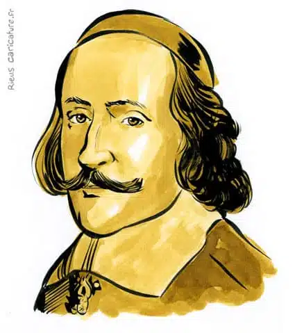 Portrait aquarelle sépia de Mazarin — Cardinal et ministre — 1602–1661 · Sébastien Rieu
