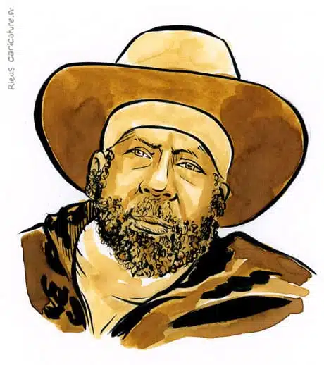 Portrait aquarelle sépia de Ménélik II — Négus — 1844–1913 · Sébastien Rieu