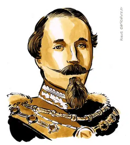 Portrait aquarelle sépia de Napoléon III — Empereur des Français — 1808–1873 · Sébastien Rieu