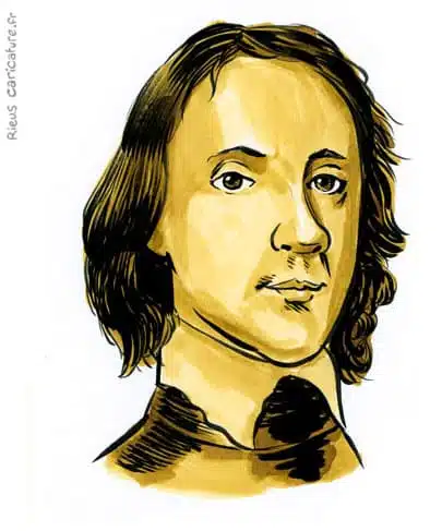Portrait aquarelle sépia de Oliver Cromwell — Lord Protecteur — 1599–1658 · Sébastien Rieu
