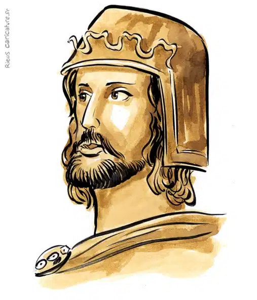 Portrait aquarelle sépia de Otton Ier — Empereur germanique — 912–973 · Sébastien Rieu