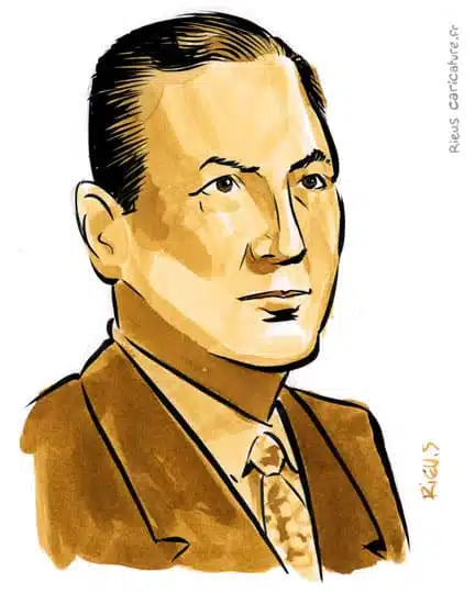 Portrait aquarelle sépia de Juan Perón — Président d'Argentine — 1895–1974 · Sébastien Rieu