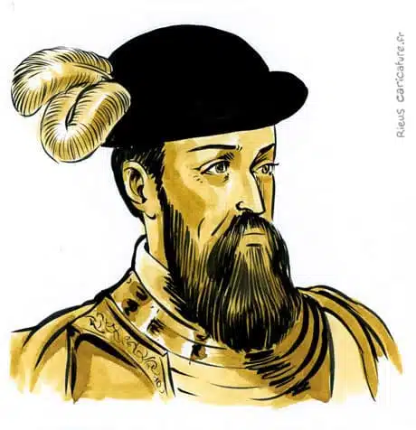 Portrait aquarelle sépia de Francisco Pizarro — Conquistador — 1471–1541 · Sébastien Rieu