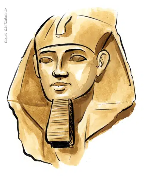 Portrait aquarelle sépia de Ramsès II — Pharaon — ~1303–1213 av. J.-C. · Sébastien Rieu