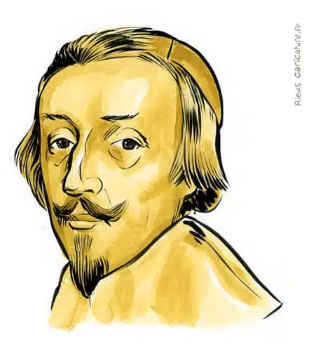 Portrait aquarelle sépia de Cardinal de Richelieu — Ministre — 1585–1642 · Sébastien Rieu