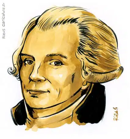 Portrait aquarelle sépia de Robespierre — Révolutionnaire — 1758–1794 · Sébastien Rieu
