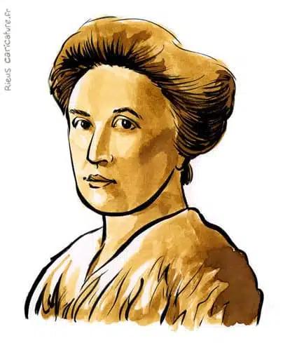Portrait aquarelle sépia de Rosa Luxemburg — Révolutionnaire — 1871–1919 · Sébastien Rieu