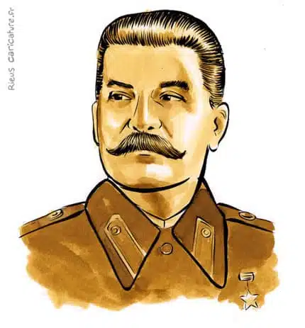 Portrait aquarelle sépia de Joseph Staline — Dictateur — 1878–1953 · Sébastien Rieu