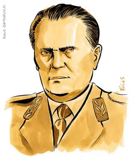 Portrait aquarelle sépia de Josip Broz Tito — Président — 1892–1980 · Sébastien Rieu