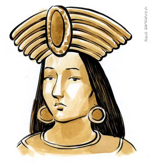 Portrait aquarelle sépia de Túpac Yupanqui — Sapa Inca — ~1441–1493 · Sébastien Rieu