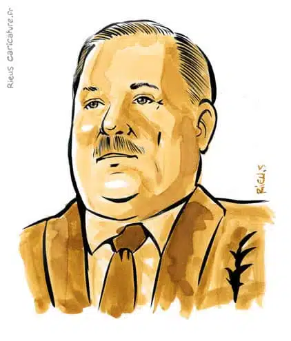 Portrait aquarelle sépia de Lech Wałęsa — Président — 1943– · Sébastien Rieu