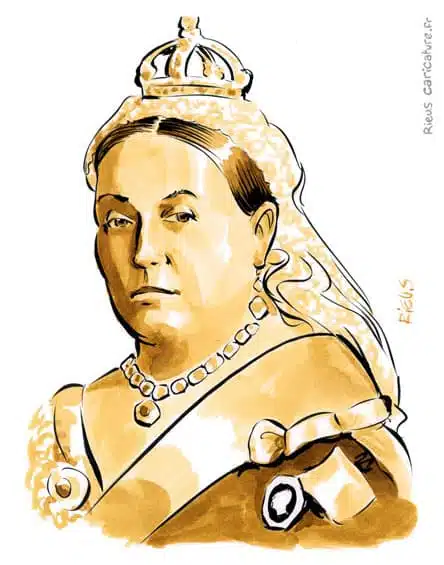 Portrait aquarelle sépia de Reine Victoria — Reine — 1819–1901 · Sébastien Rieu