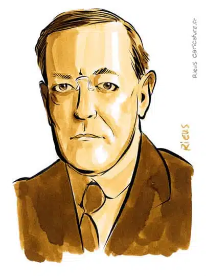 Portrait aquarelle sépia de Woodrow Wilson — 28e Président — 1856–1924 · Sébastien Rieu