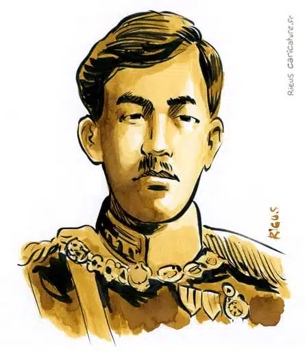 Portrait aquarelle sépia de Yoshihito (Taishō) — Empereur — 1879–1926 · Sébastien Rieu