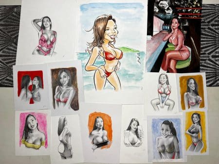 Dessins d’après photo à destination de l’Espagne. 